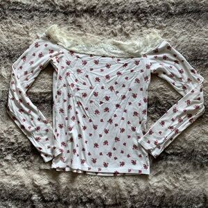 Juniors Hollister Off the Shoulder Floral Lace Top
